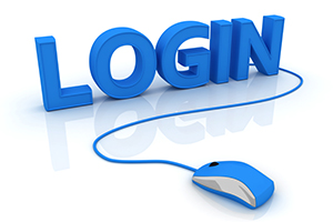 image of the word login in 3D letters with a computer mouse attached to it